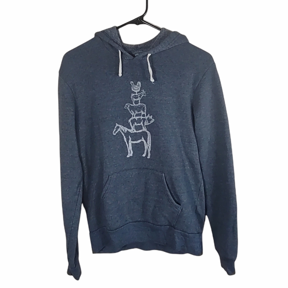 24 Peach farm animal stack pile graphic hoodie - Picture 1 of 16